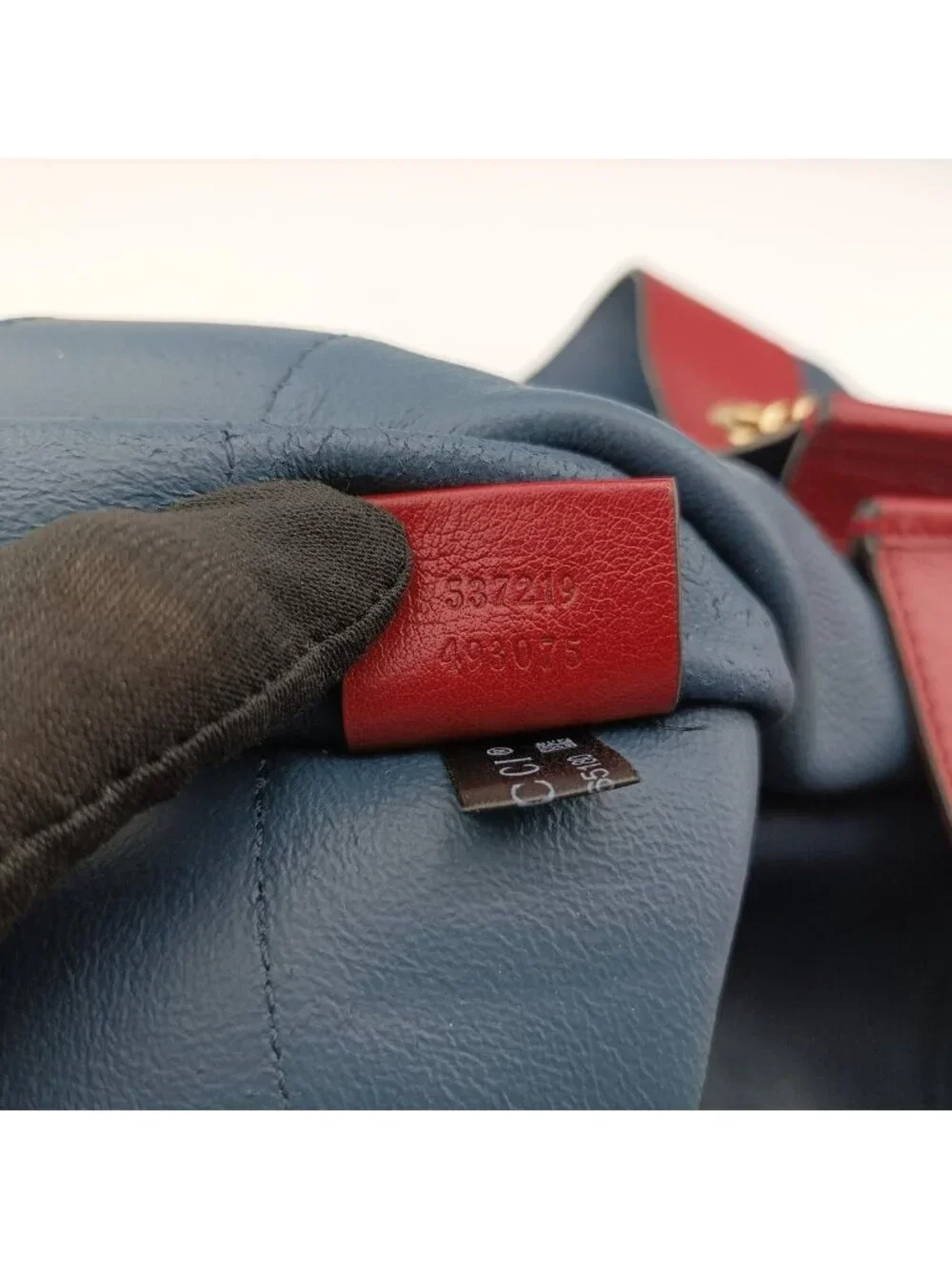 Gucci Rajah Navy Red Suede Leather Shoulder Bag